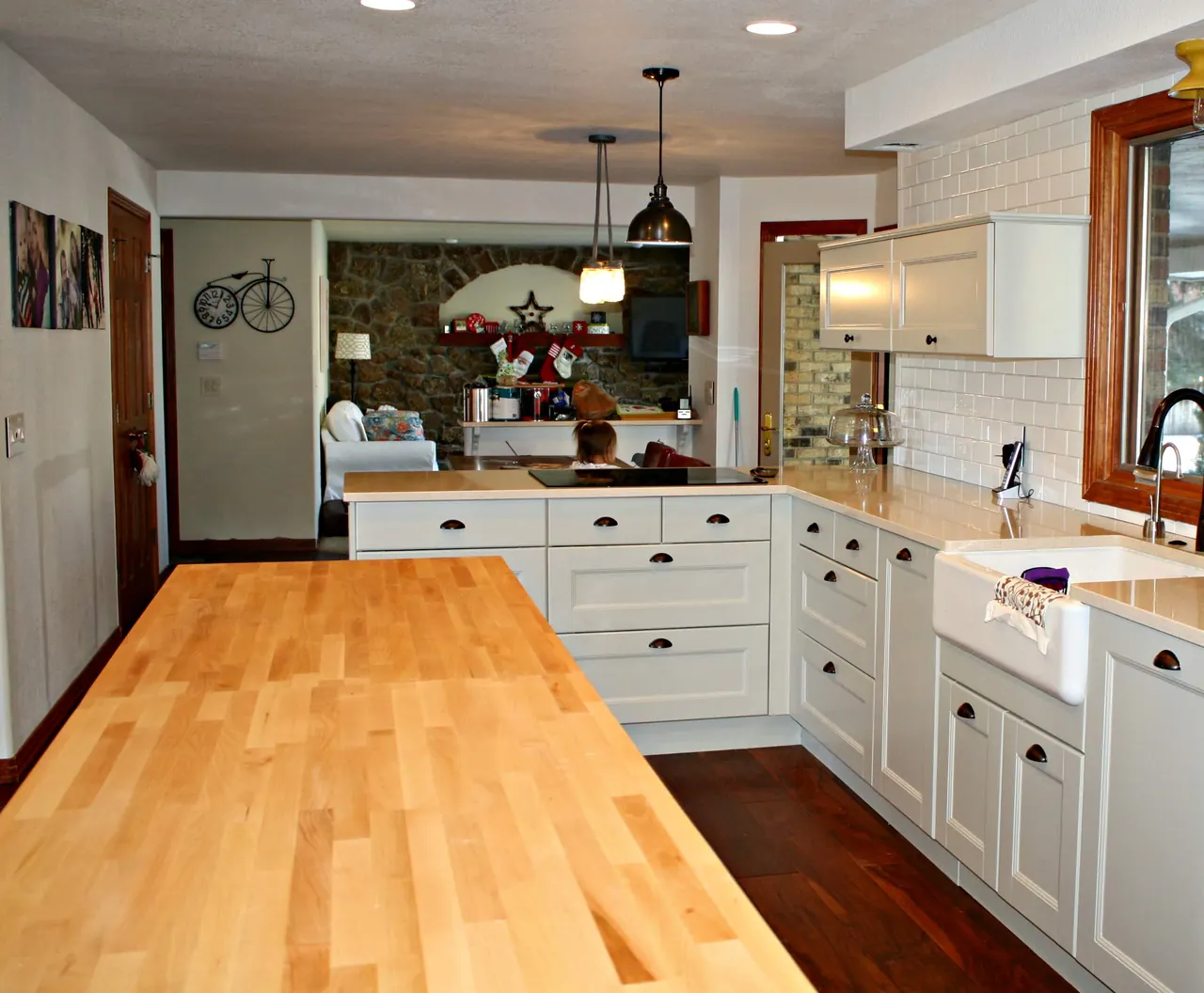 Kitchen with painted white cabinets in Golden